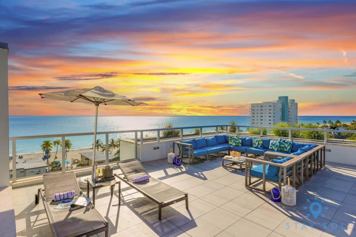5 Beach Resort w ROOFTOP POOL APT w OCEAN VIEW Balcony UP TO 6 Hollywood Zewnętrze zdjęcie